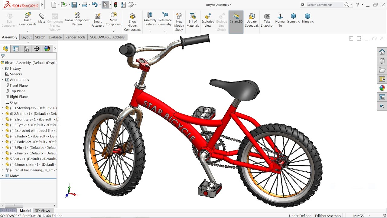 How To Create A Blueprint For A Bicycle In Solidworks