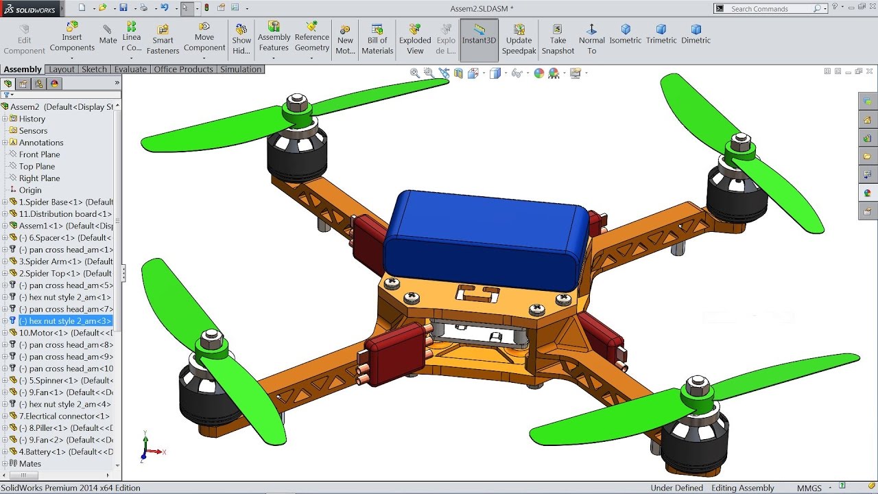 How To Create A Blueprint For A Drone In Solidworks